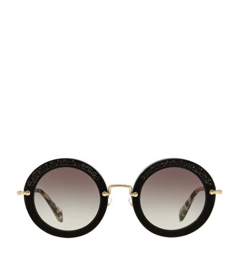 miu miu noir round sunglasses|Miu Miu runway sunglasses.